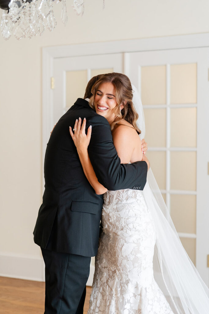 bride and her father first look at Epping Forest Yacht Club in Jacksonville, Florida, captured by Snapshots by Gabriela