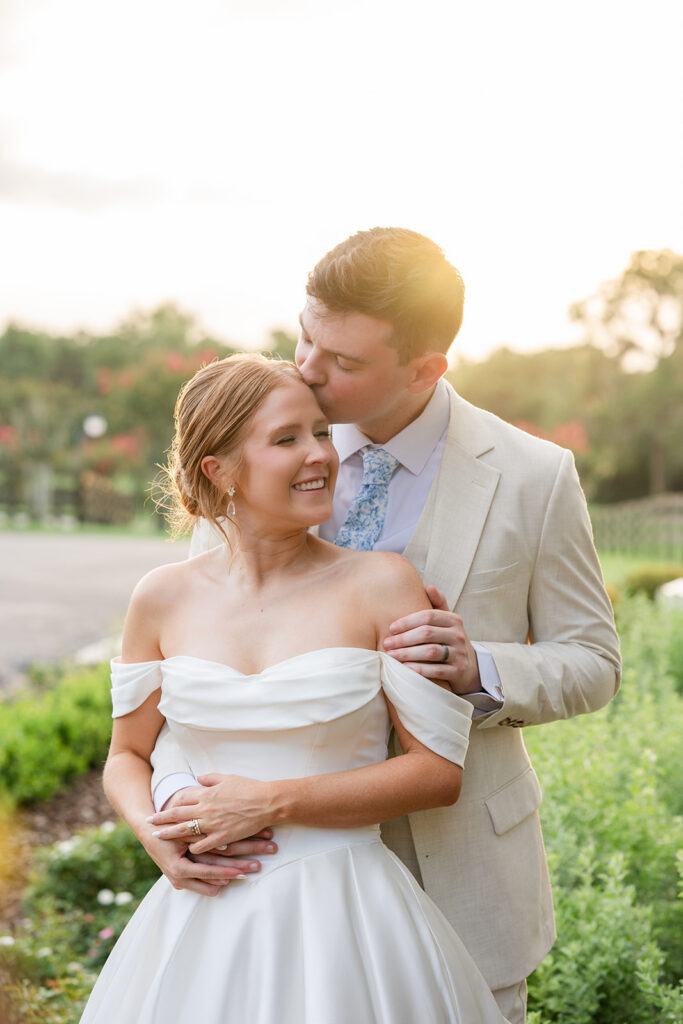 bride and groom portrait during golden hour at a wedding at Bella Cosa Lakeside in Lake Wales Florida
