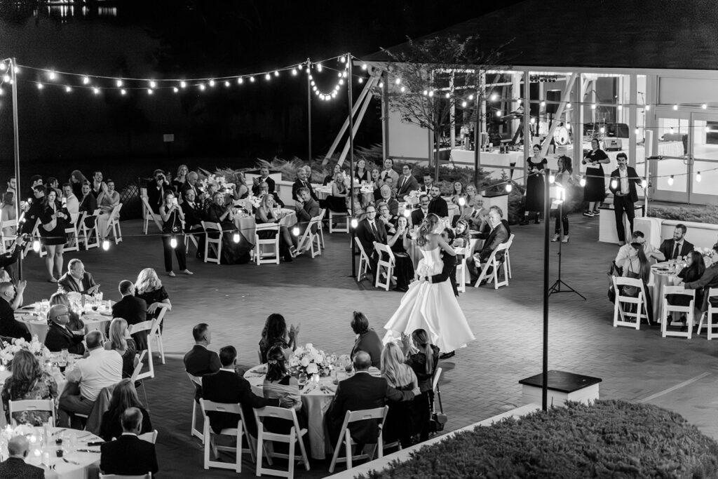 bride and groom first dance at a wedding reception at Adams Estate in Lake Alfred, Florida, captured by Snapshots by Gabriela