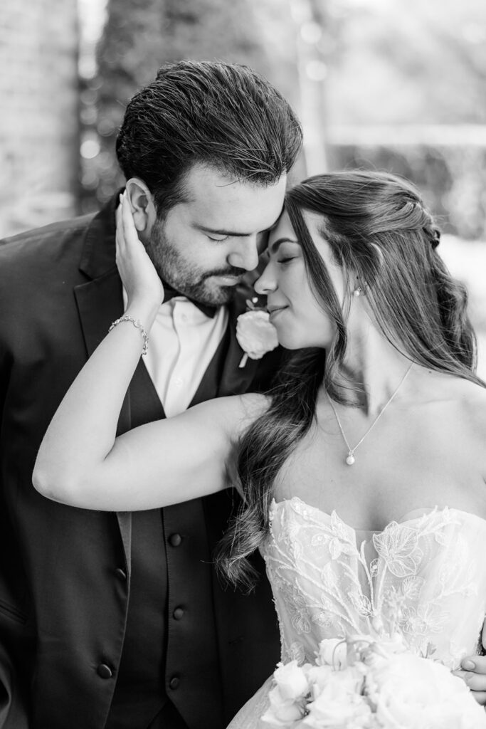 bride and groom portrait at historic estate wedding venue Casa Feliz in Winter Park, Florida, photographed by Snapshots by Gabriela