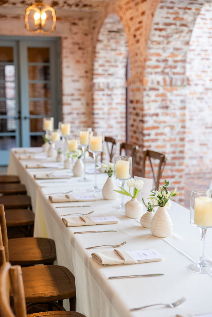 reception details at historic estate wedding venue Casa Feliz in Winter Park, Florida, photographed by Snapshots by Gabriela