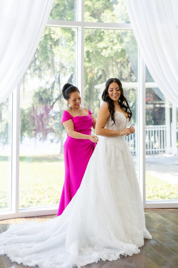 bride and her mother at a spring wedding at Lake Mary Events Center, captured by Snapshots by Gabriela