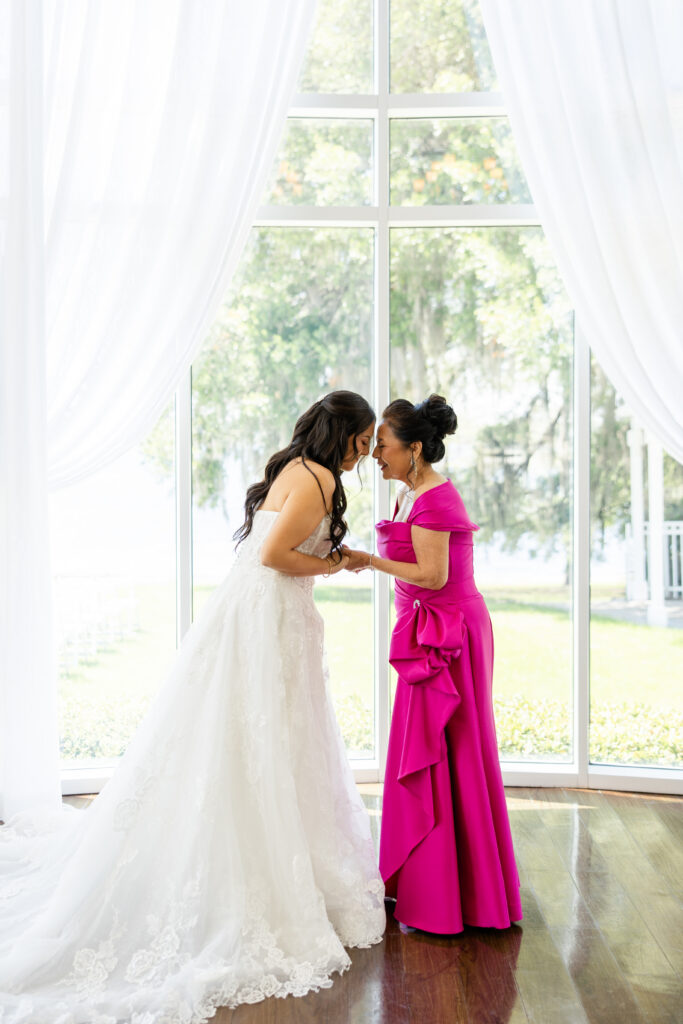 bride and her mother at a spring wedding at Lake Mary Events Center, captured by Snapshots by Gabriela