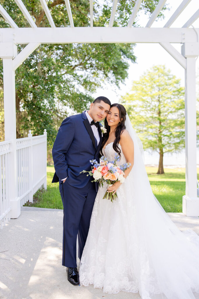 bride and groom outdoor portrait at a spring wedding at Lake Mary Events Center, captured by Snapshots by Gabriela