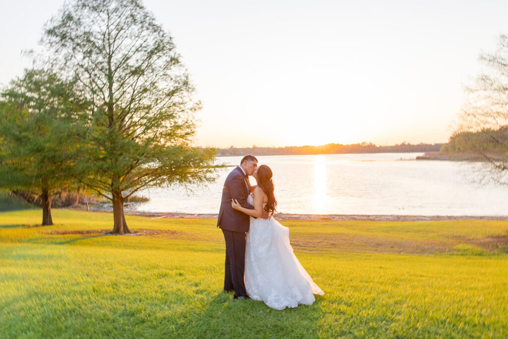 candid golden hour sunset portraits of bride and groom at a spring wedding at Lake Mary Events Center, captured by Snapshots by Gabriela